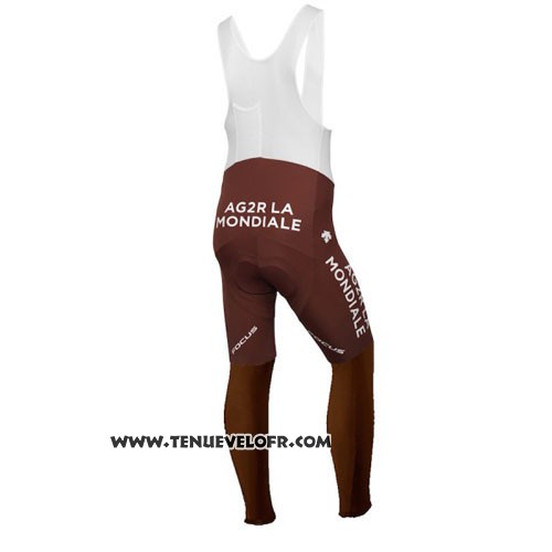 2015 Maillot Ciclismo Ag2r La Mondiale Marron Manches Longues et Cuissard